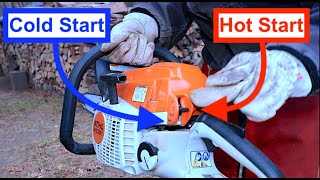 How to start a stihl chainsaw  The Proper Method ✅ [upl. by Cazzie]