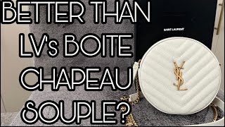 SAINT LAURENT YSL VINYLE ROUND CAMERA BAG IN BLANC VINTAGE  FIRST IMPRESSIONS amp UNBOXING [upl. by Ley]