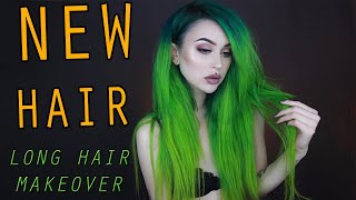 GREEN HAIR MAKEOVER  CUT DYED amp EXTENSIONS [upl. by Hibbert]