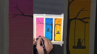 How to Draw Scenery with Brush Pen art shorts [upl. by Aenaj575]