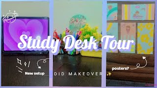 Study Desk Tour 🌸  did Makeover ✨ new setup posters aesthetic [upl. by Annawik]