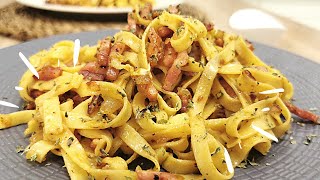 TALLARINES AL HUEVO PASTA A LA CARBONARA ITALIANA [upl. by Fionnula834]