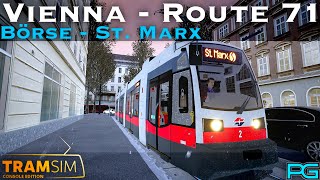 TramSim Vienna  Route 71  Börse to St Marx  ULF A [upl. by Endres]