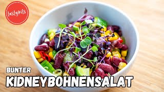 Bunter Kidneybohnen Salat  Vegetarisches Salat Rezept [upl. by Holbrook]