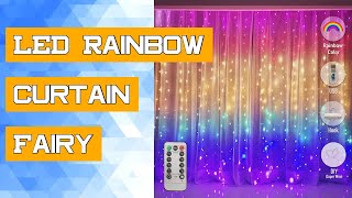 LED Rainbow Curtain Fairy Icicle Lights String Lights Bedroom Backdrop Wall Christmas Wedding Birthd [upl. by Fital]