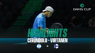 Francisco Cerúndolo vs Otto Virtanen  Argentina  Finlandia  Finales Copa Davis 2024 [upl. by Tanya]