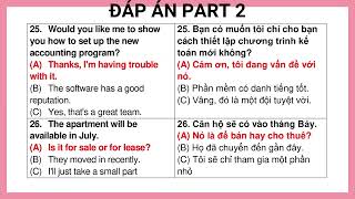 EP 9 Luyện Nghe PART 2 TOEIC  Có Đáp Án và lời giải Chi Tiết  Luyện thi Toeic 900 [upl. by Eruot62]