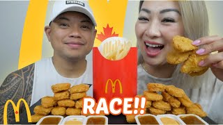 McDonalds Chicken Nuggets RACE Challenge  NE Lets Eat [upl. by Neelhsa]