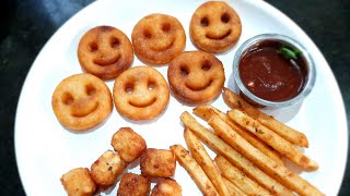 Tasty snacks  smileys  Potato cheesy bites  French fries  easy snacks for kids [upl. by Bocock226]