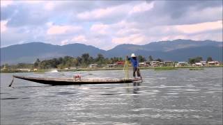 Myanmar Inle meer Beenroeier aan het vissen [upl. by Bor11]