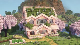 Minecraft How to Build a Cute Cherry Blossom House  Tutorial [upl. by Anthea863]