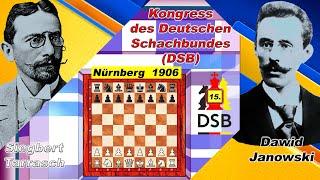 Siegbert Tarrasch Vs Dawid Janowski 🏆 15 DSB Kongress 1906 🏆 D27 Angenommenes Damengambit  357 [upl. by Pollard985]