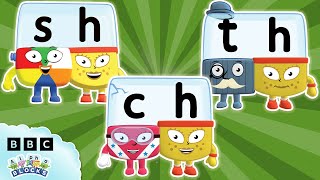 📖 SH CH and TH Letter Teams with Alphablock H 📖  Learn to Read and Spell  Alphablocks [upl. by Barbur]