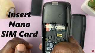 How To Insert Nano SIM Card In Nokia Phones  Nokia 105 105 4G 106 225 3310 110 8110 [upl. by Ludewig99]