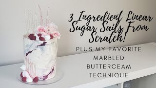 Cake Topper Sugar Sail No Isomalt 3 Ingredients  Marbled Buttercream  Cake Decorating Tutorial [upl. by Iz965]