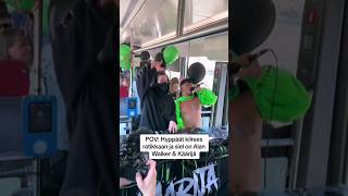 Käärijä amp Alan Walker popup gig on a tram in Helsinki [upl. by Nojed134]