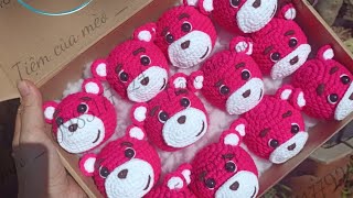 strawberry bear hook Hướng Dẫn Móc Đầu Gấu Dâu [upl. by Persis]