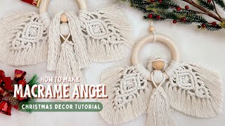 DIY Macrame Angel Tutorial Using Ring  Christmas Decoration 🎄 [upl. by Annasiul]