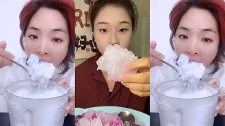 ASMR WHITE ICE EATING  FREEZER FROST EATING AND SCRAPING  FLAVOURED ICE 🧊 [upl. by Ilrebmik]