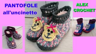 PANTOFOLE BABUCCE UNCINETTO tutte le taglie TUTORIAL FACILE Alex Crochet [upl. by Bodkin]