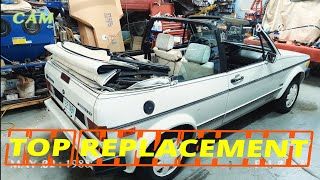 Triple White 1987 VW MK1 Cabriolet Convertible Top Replacement Start To Finish [upl. by Pagas]