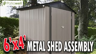 METAL SHED Unboxing amp Assembly  PATIOWELL Double Door Shed  6x4 Storage Building [upl. by Zoeller]