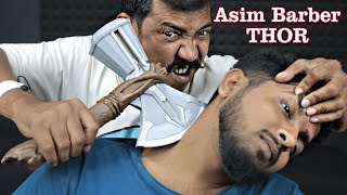 Asim Barber and Thor with Strombreaker head massage and Neck Crack  Asim Barber Hair Crack ASMR [upl. by Mihe]