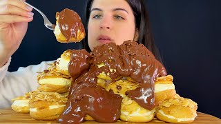 CREAM PUFFS WITH CHOCOLATE PROFITEROLES  MUKBANG  ASMR  EATING SOUNDS [upl. by Shanleigh310]