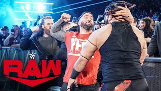 Sami Zayn and The Usos neutralize The Bloodline in a fierce brawl Raw highlights Nov18 2024 [upl. by Ruffo57]