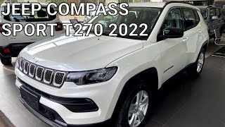 Jeep Compass Sport T270 2022  Versão de entrada com bancos de couro em detalhes [upl. by Ahsikahs824]