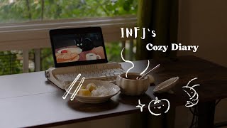 INFJ stay at home diary Desk Setup  Tomato Shrimp Soup  Vintage Ink Drawing 🍅🐇 [upl. by Erine]