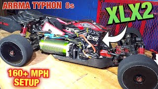 Arrma Typhon 8s160mph set up XLX2 with 800KV brushless motor [upl. by Lenroc]