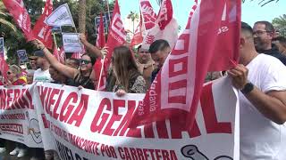 Concentraciones por la huelga de transportistas en canarias [upl. by Lyred]