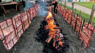 Confraria do Churrasco SG costelão ovelha na estaca boi inteiro assado de tiras porco pururuca [upl. by Kesley]