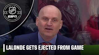 Red Wings coach Derek Lalonde gets ejected after losing challenge  NHL on ESPN [upl. by Adnuhsal369]