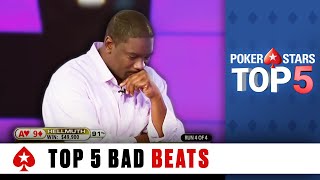 Top 5 Bad Beats Poker ♠️ Poker Top 5 ♠️ PokerStars Global [upl. by Ridglee]