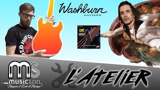 je monte des cordes DRSTRING NEON ORANGE sur une WASHBURN NUNO BETTENCOURT Atelier Music Son [upl. by Idelson]