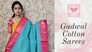 Gadwal Cotton Sarees Gadwal Sarees Handloom Sarees Light Weight Sarees Sree Pavani Collections [upl. by Aynna]