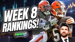 Week 8 Fantasy Football Rankings  14 Rankings Movers for StartSit Decisions [upl. by Ynohtn54]