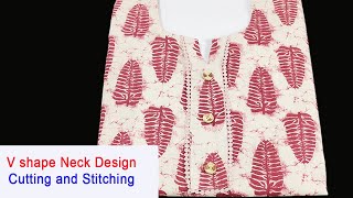 V Shape Neck Design for Kurti in malayalam  AdornHub [upl. by Hugo966]