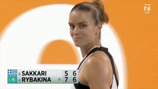 SAKKARI CHUCKLES AT RYBAKINA AS SHE YELLS AT HER TEAM MIAMI OPEN QF MARCH 26 2024 [upl. by Ainsworth129]