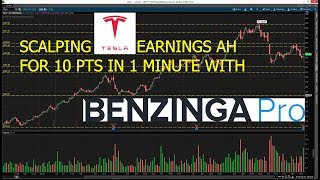 Using Benzinga Pro Pt 1 Live Trading Example  Scalping TSLA Earnings AH for 10 Pts in 1 Minute [upl. by Victor]