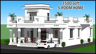 350quotx500quot 5 Room 3D House Plan  Villa Design  1500SQFT Villa  Gopal Architecture [upl. by Trainor648]