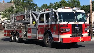 TEANECK FIRE DEPARTMENT TOWER LADDER 2 RESPONDING FROM QUARTERS ON TEANECK ROAD IN TEANECK NJ [upl. by Nosnev836]