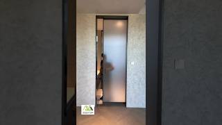 Bathroom monorail sliding door installation installation slidingdoor factory homedecor [upl. by Aseret]