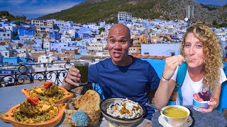 BEAUTIFUL Moroccan Street Food Tour  TRADITIONAL CHICKEN RFISSA  BLUE CITY OF CHEFCHAOUEN MOROCCO [upl. by Funda457]