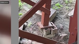 Photo appears to show 2 concrete blocks holding up part of roller coaster [upl. by Fonz]