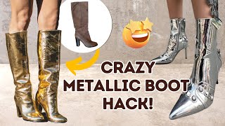 OMG This Designer Hack Liquid METALLIC Boots  DIY w Orly Shani [upl. by Newbold]