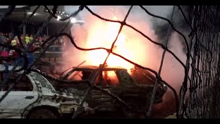 Illinois Carroll county fair 2023 demolition derby draws a large crowd [upl. by Eromle304]