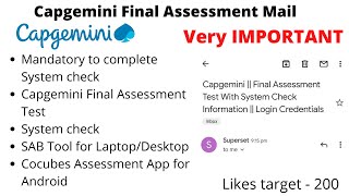 Capgemini Assessment test  SAB Tool  Cocubes assessment System check test  MCA BCA [upl. by Nowaj20]